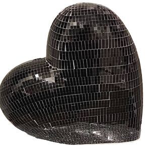 Made In India Mirrored Heart Decor- Black